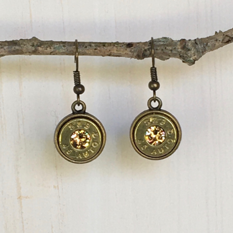 Brass 45 Caliber Bullet Earrings