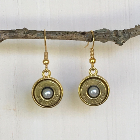 Gold 45 Caliber Bullet Earrings