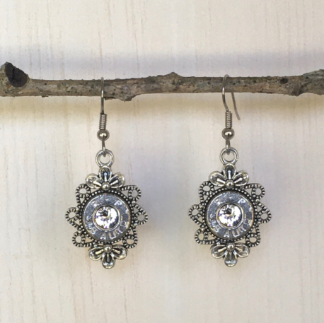 Silver Bow Bullet Earrings