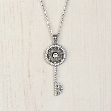 Small Silver Key Bullet Necklace