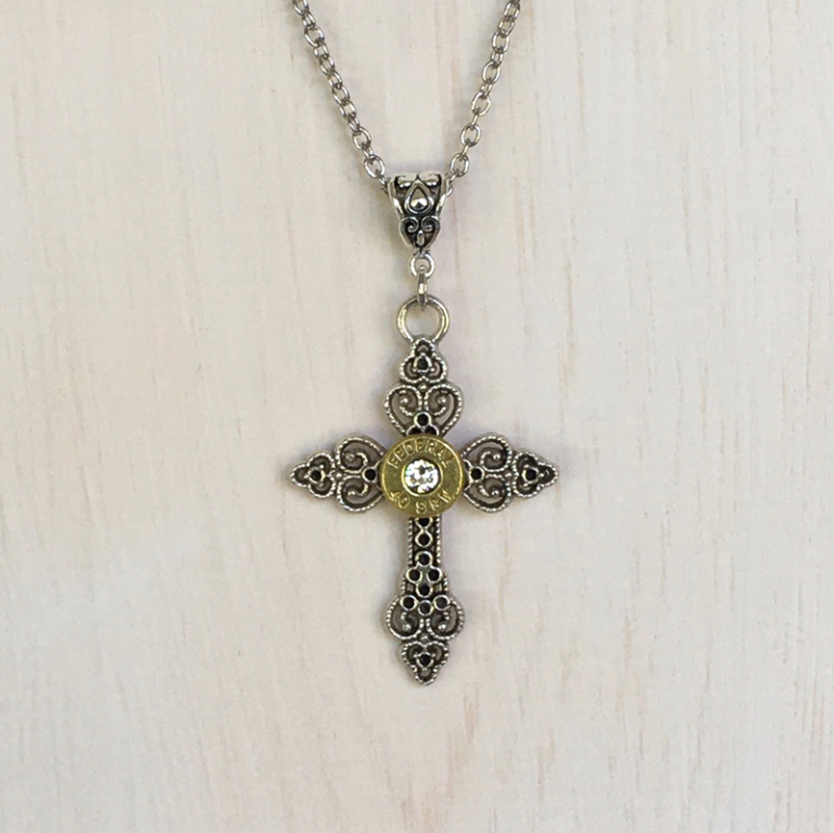 Silver Cross Bullet Necklace - Smok'n Hot Brass