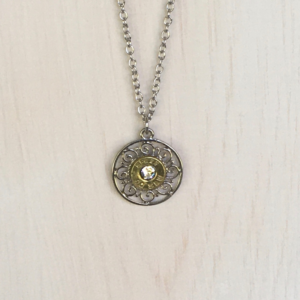 Round Silver Filigree Bullet Necklace