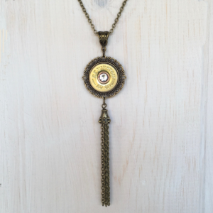 brass 20 gauge shotgun shell tassel necklace