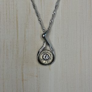 Silver Teardrop 40 Caliber Bullet Necklace