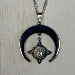 Stainless Steel Crescent Moon 45 Bullet Necklace