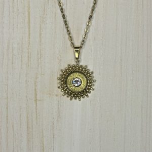Gold Sunburst 40 Caliber Bullet Necklace